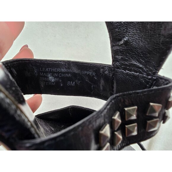 Franco Sarto Black Studded Leather Strappy Heels 8M - Picture 6 of 6